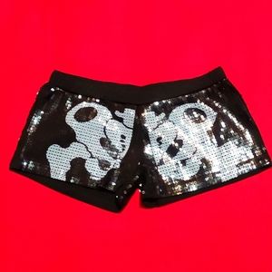 Too Fast Rat Baby Women's Black Sequin Skeleton Shorts, NWT, Size Medium